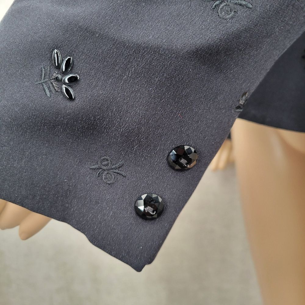 Preston & York Silk Black Embellished Women's Blazer Zipper Jacket - Picture 4 of 12